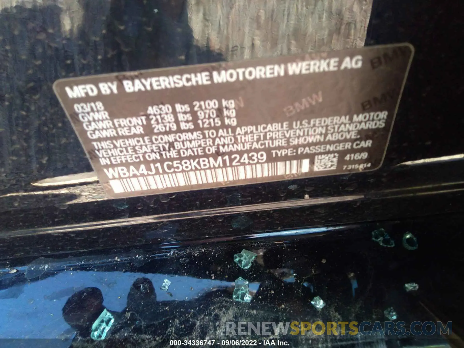 9 Photograph of a damaged car WBA4J1C58KBM12439 BMW 4 SERIES 2019