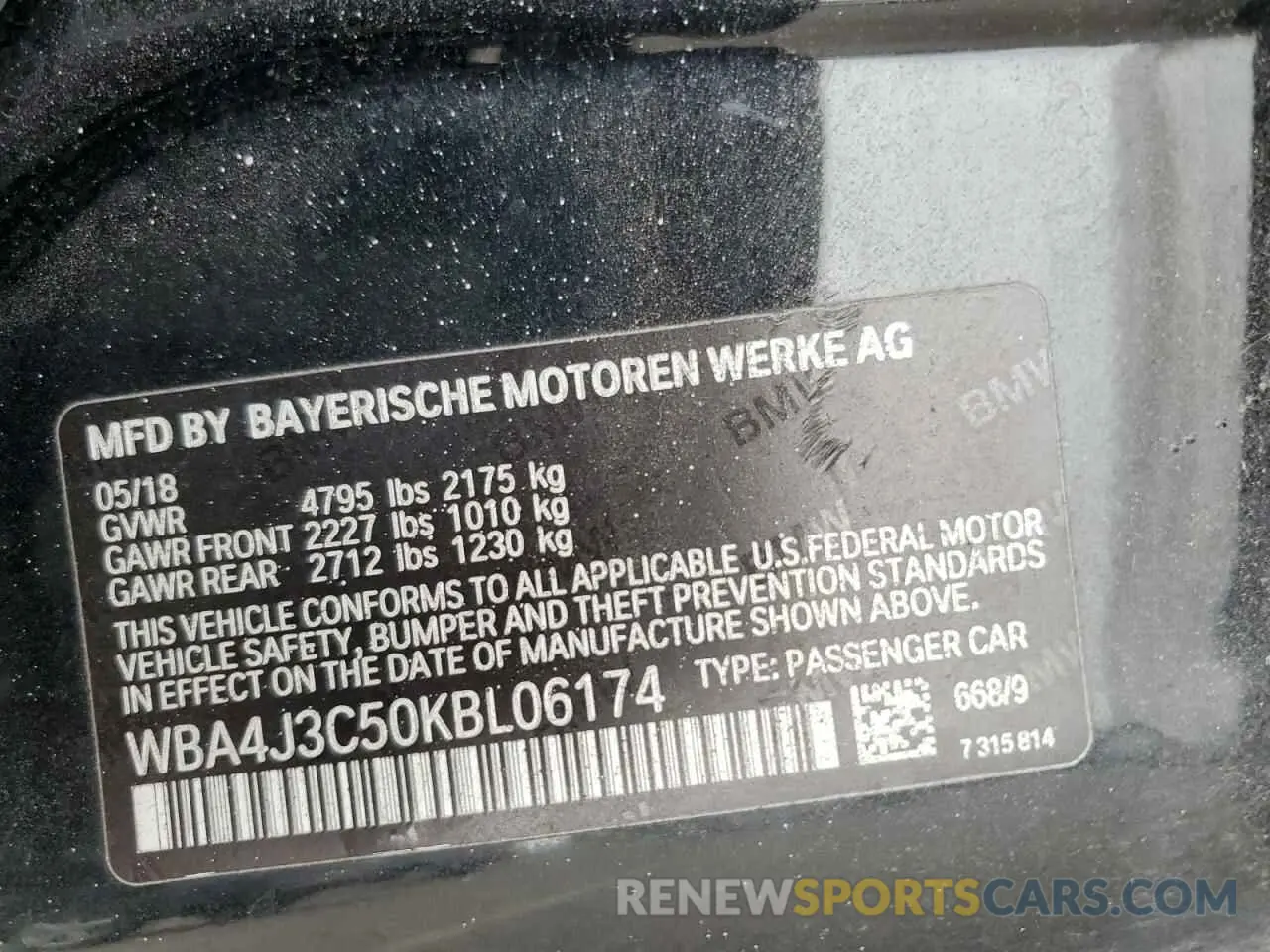 12 Photograph of a damaged car WBA4J3C50KBL06174 BMW 4 SERIES 2019