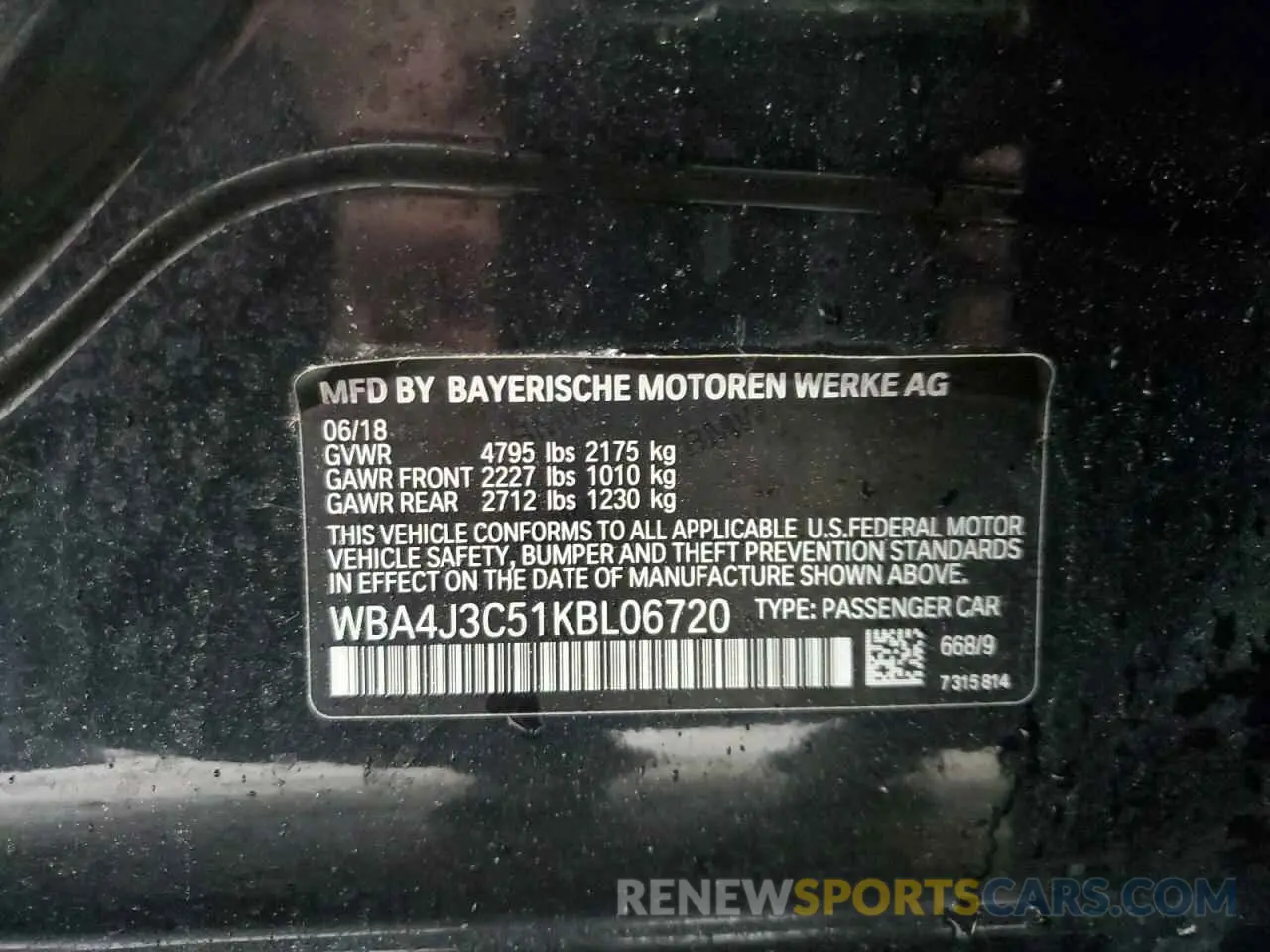 12 Photograph of a damaged car WBA4J3C51KBL06720 BMW 4 SERIES 2019