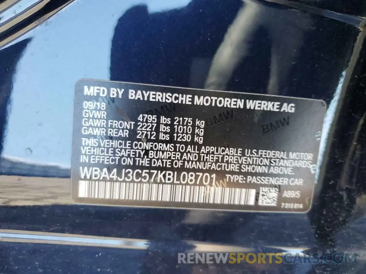 12 Photograph of a damaged car WBA4J3C57KBL08701 BMW 4 SERIES 2019
