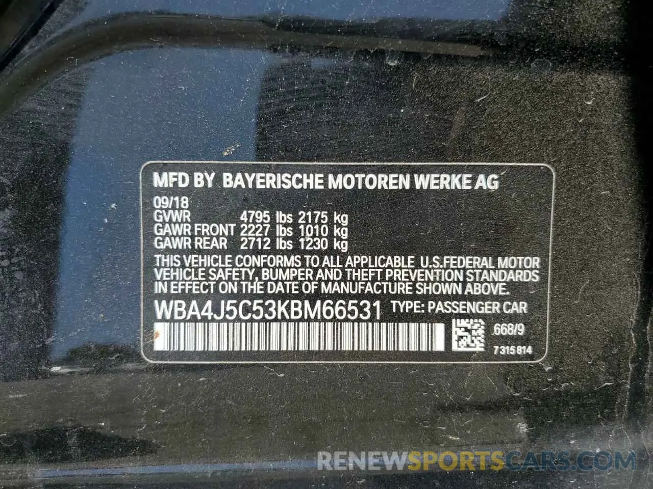 13 Photograph of a damaged car WBA4J5C53KBM66531 BMW 4 SERIES 2019