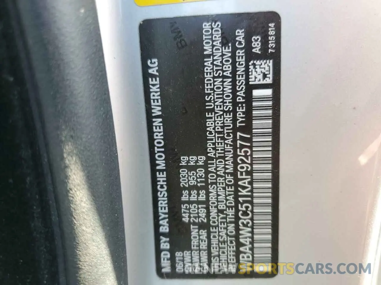 14 Photograph of a damaged car WBA4W3C51KAF92577 BMW 4 SERIES 2019