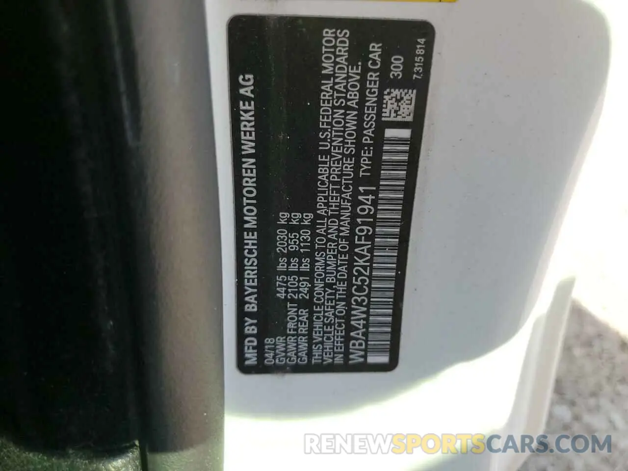 12 Photograph of a damaged car WBA4W3C52KAF91941 BMW 4 SERIES 2019