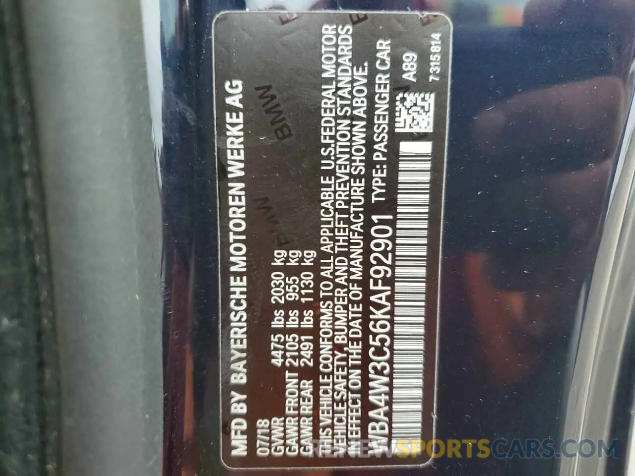 12 Photograph of a damaged car WBA4W3C56KAF92901 BMW 4 SERIES 2019