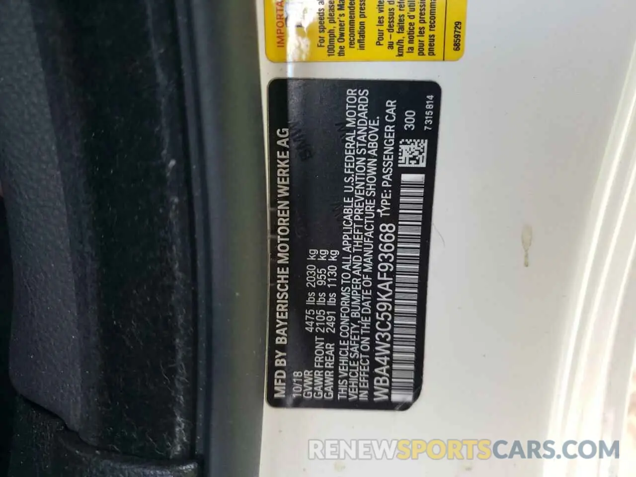 12 Photograph of a damaged car WBA4W3C59KAF93668 BMW 4 SERIES 2019