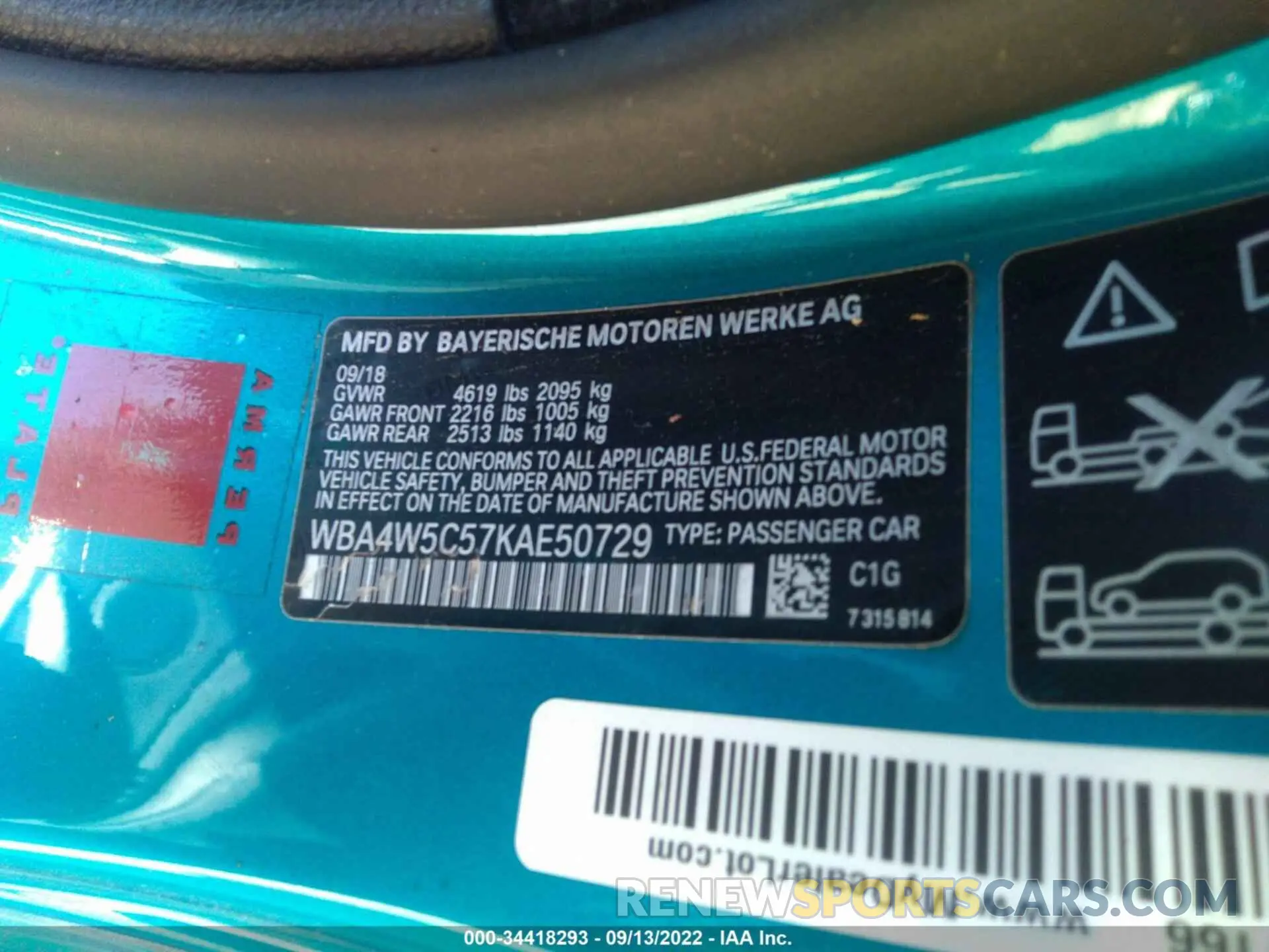 9 Photograph of a damaged car WBA4W5C57KAE50729 BMW 4 SERIES 2019
