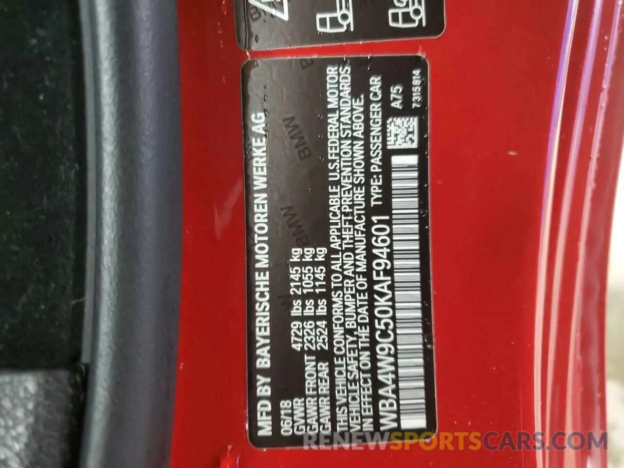 12 Photograph of a damaged car WBA4W9C50KAF94601 BMW 4 SERIES 2019