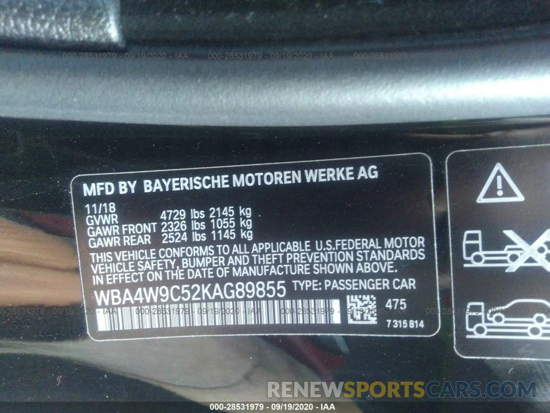 9 Photograph of a damaged car WBA4W9C52KAG89855 BMW 4 SERIES 2019