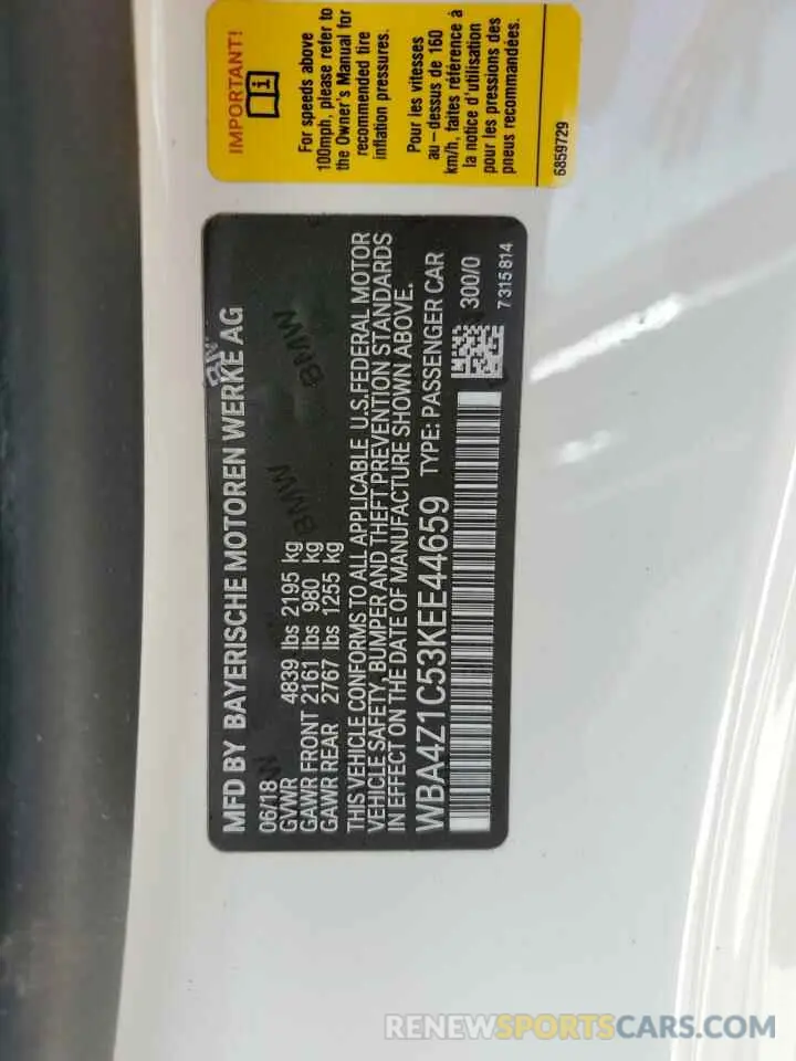 13 Photograph of a damaged car WBA4Z1C53KEE44659 BMW 4 SERIES 2019