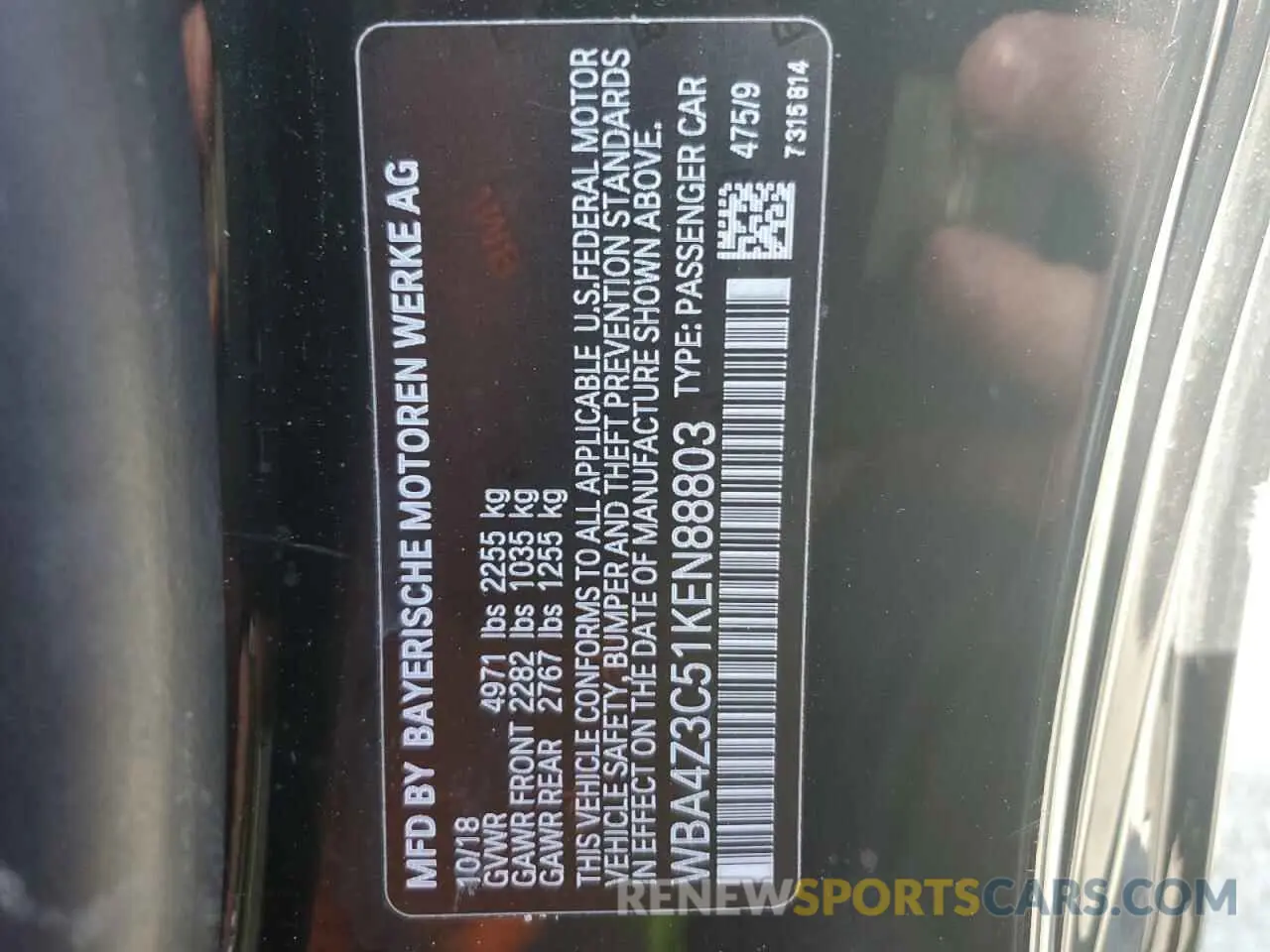 12 Photograph of a damaged car WBA4Z3C51KEN88803 BMW 4 SERIES 2019