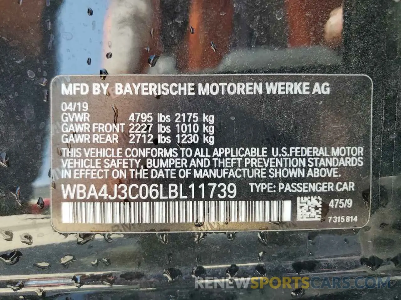 12 Photograph of a damaged car WBA4J3C06LBL11739 BMW 4 SERIES 2020