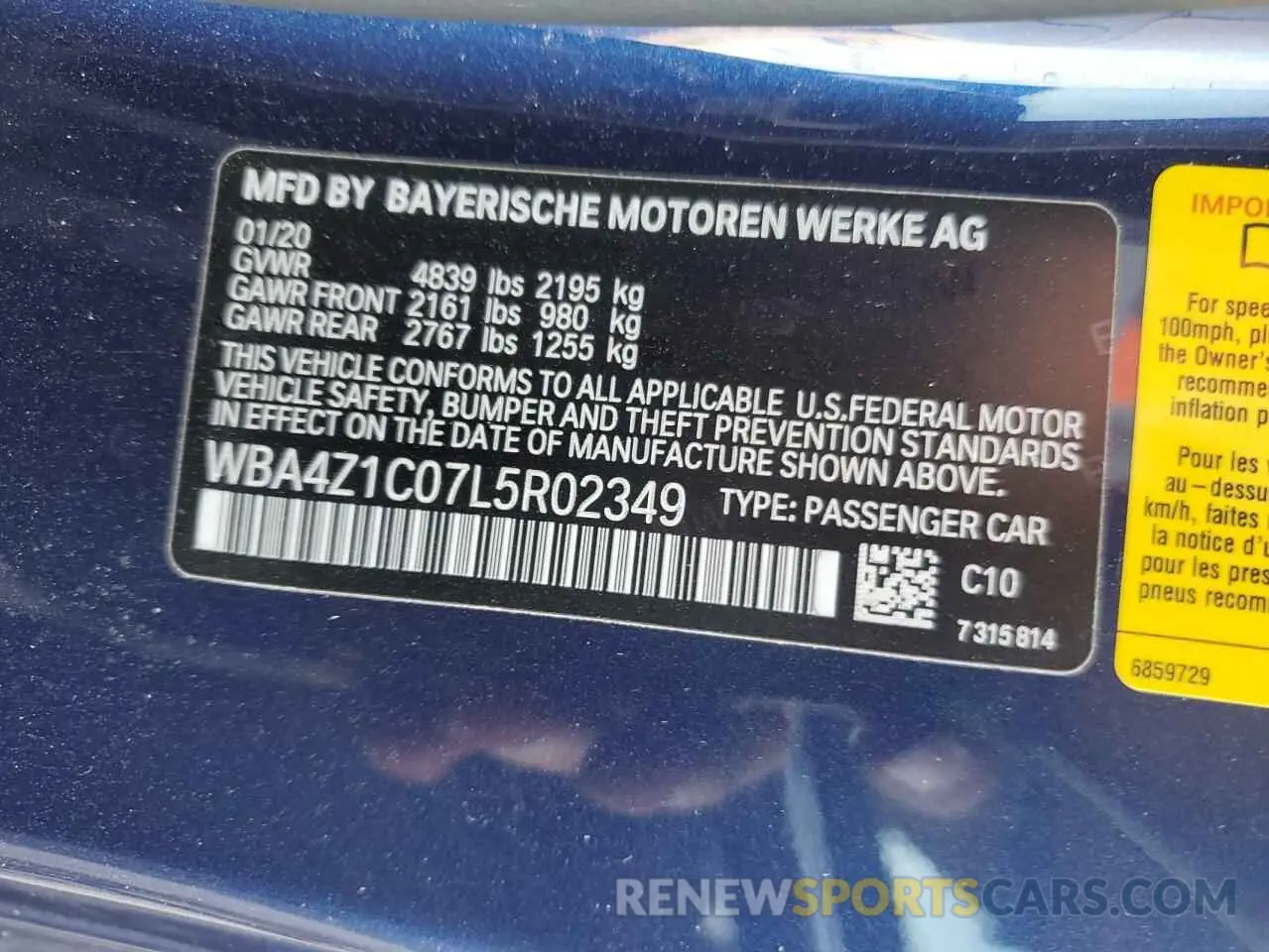 13 Photograph of a damaged car WBA4Z1C07L5R02349 BMW 4 SERIES 2020