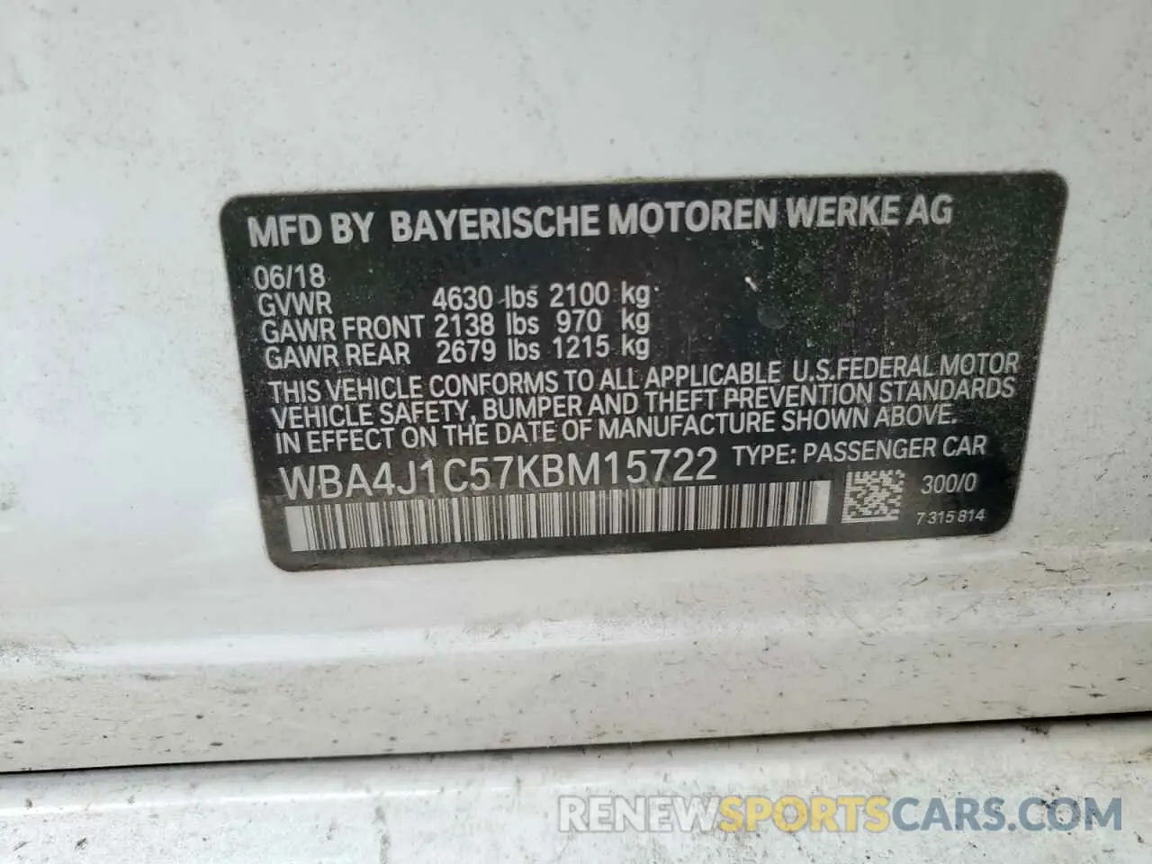13 Photograph of a damaged car WBA4J1C57KBM15722 BMW 4 SERIES 2021