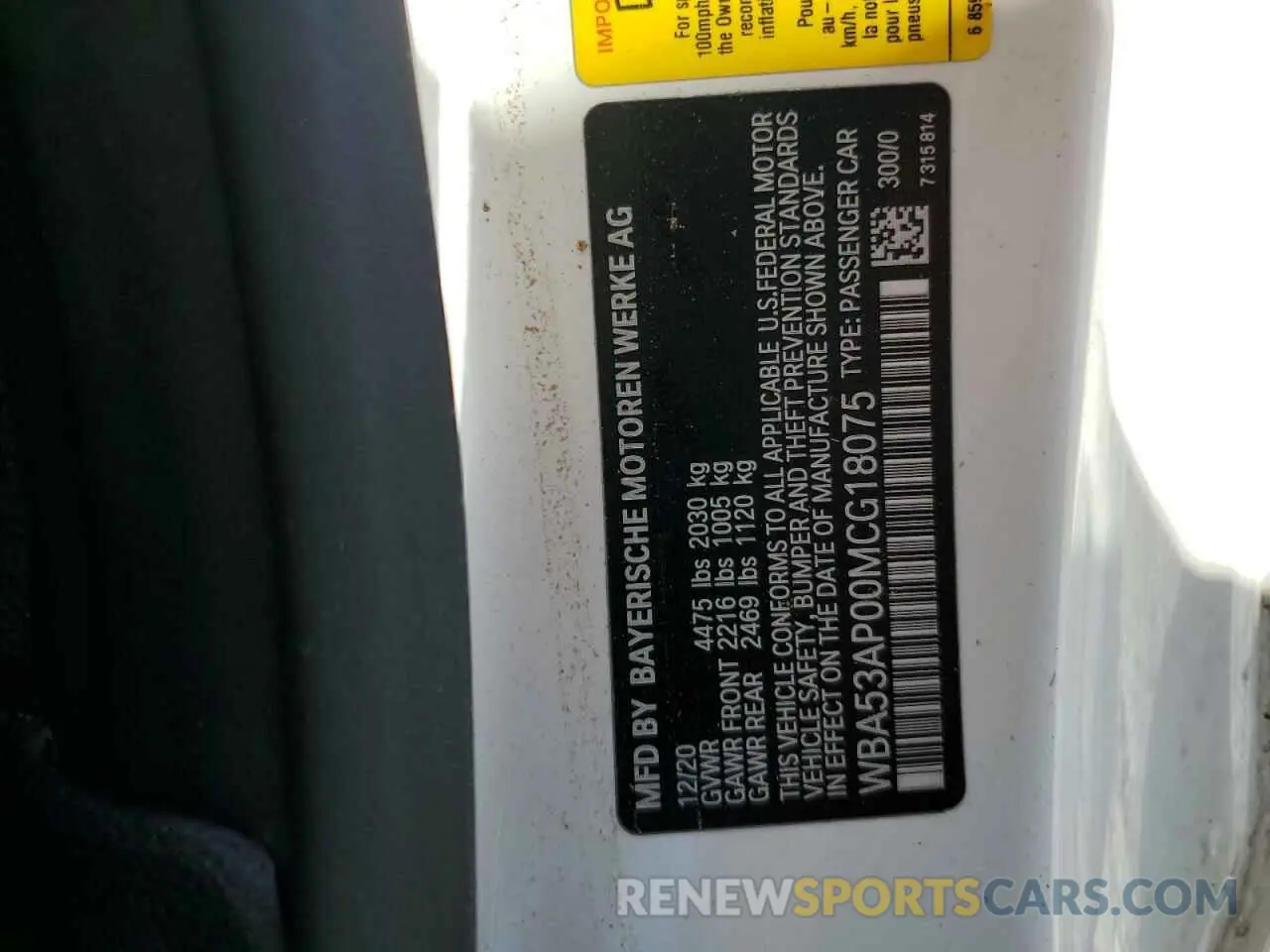 10 Photograph of a damaged car WBA53AP00MCG18075 BMW 4 SERIES 2021
