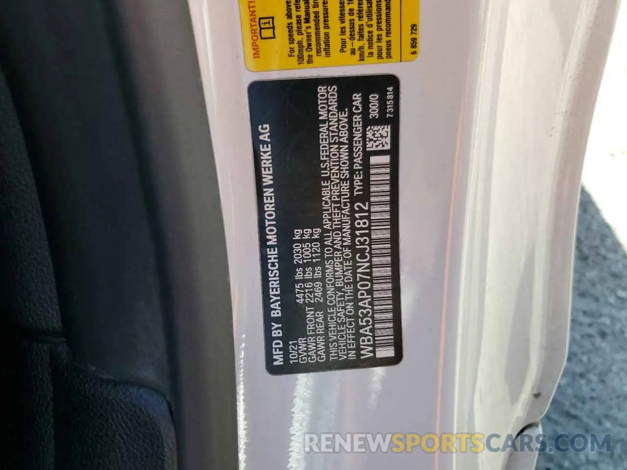 13 Photograph of a damaged car WBA53AP07NCJ31812 BMW 4 SERIES 2022