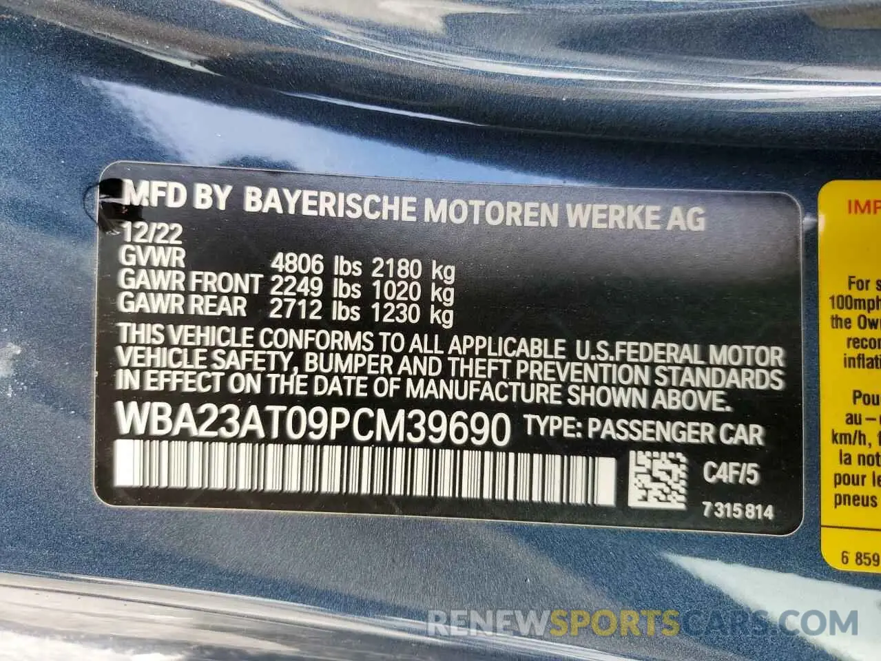 14 Photograph of a damaged car WBA23AT09PCM39690 BMW 4 SERIES 2023