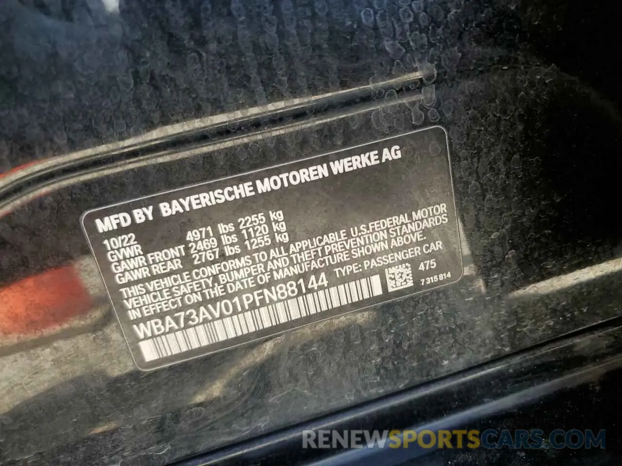 14 Photograph of a damaged car WBA73AV01PFN88144 BMW 4 SERIES 2023