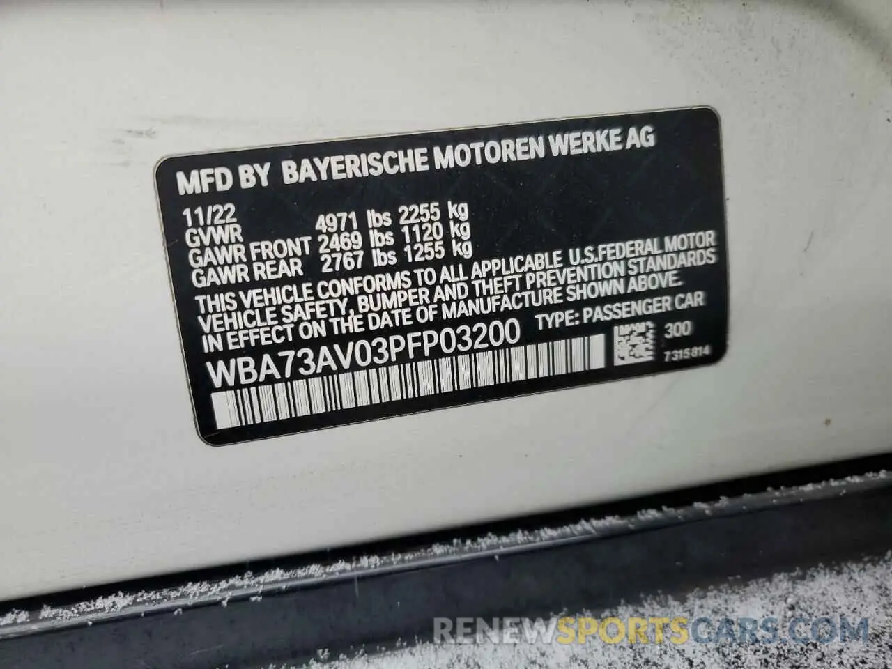 13 Photograph of a damaged car WBA73AV03PFP03200 BMW 4 SERIES 2023