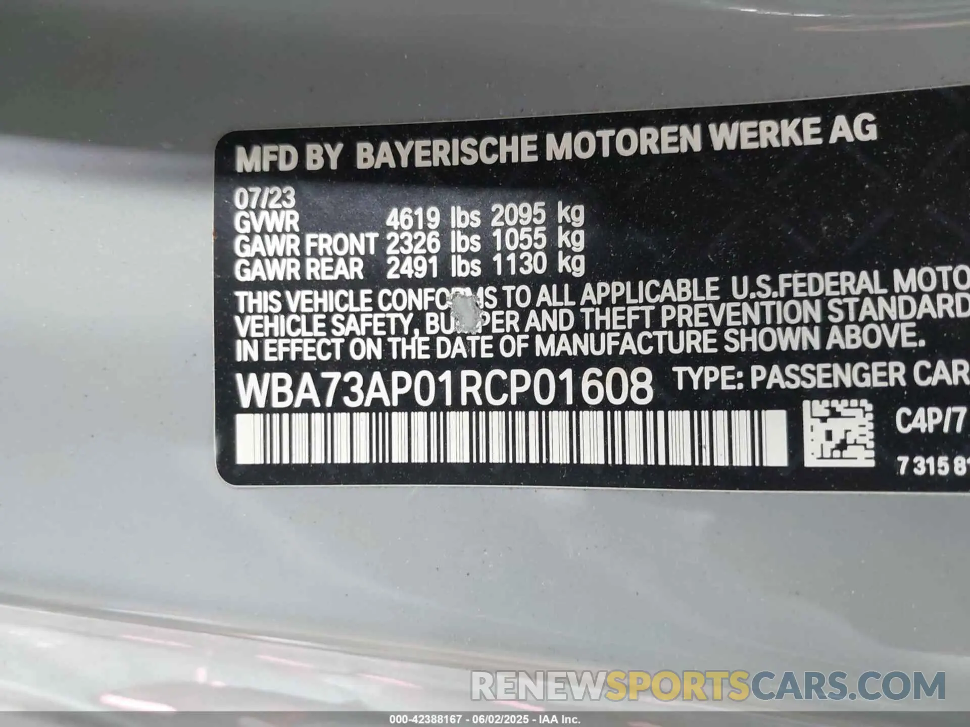 9 Photograph of a damaged car WBA73AP01RCP01608 BMW 4 SERIES 2024