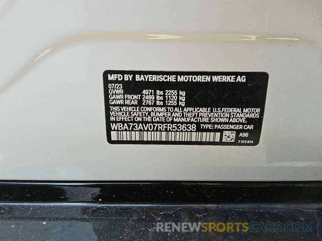 12 Photograph of a damaged car WBA73AV07RFR53638 BMW 4 SERIES 2024