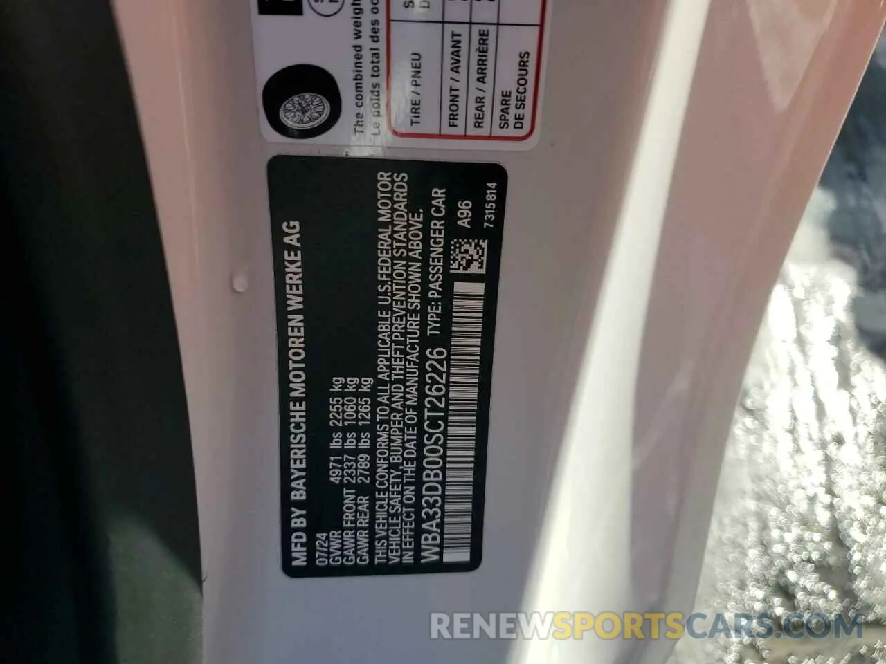 12 Photograph of a damaged car WBA33DB00SCT26226 BMW 4 SERIES 2025