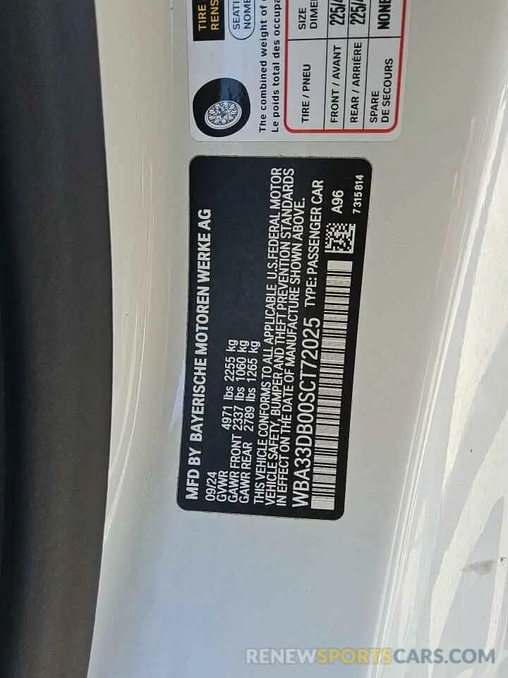 12 Photograph of a damaged car WBA33DB00SCT72025 BMW 4 SERIES 2025