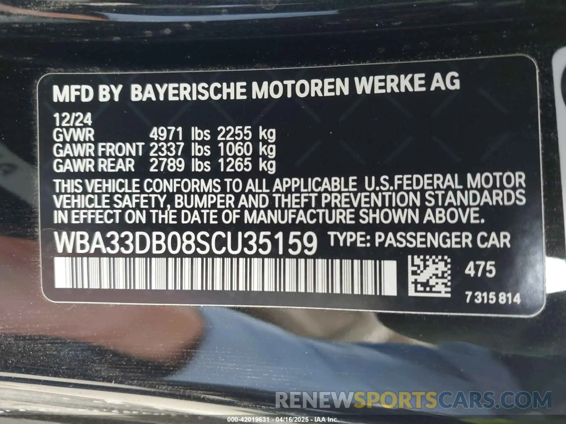 9 Photograph of a damaged car WBA33DB08SCU35159 BMW 4 SERIES 2025