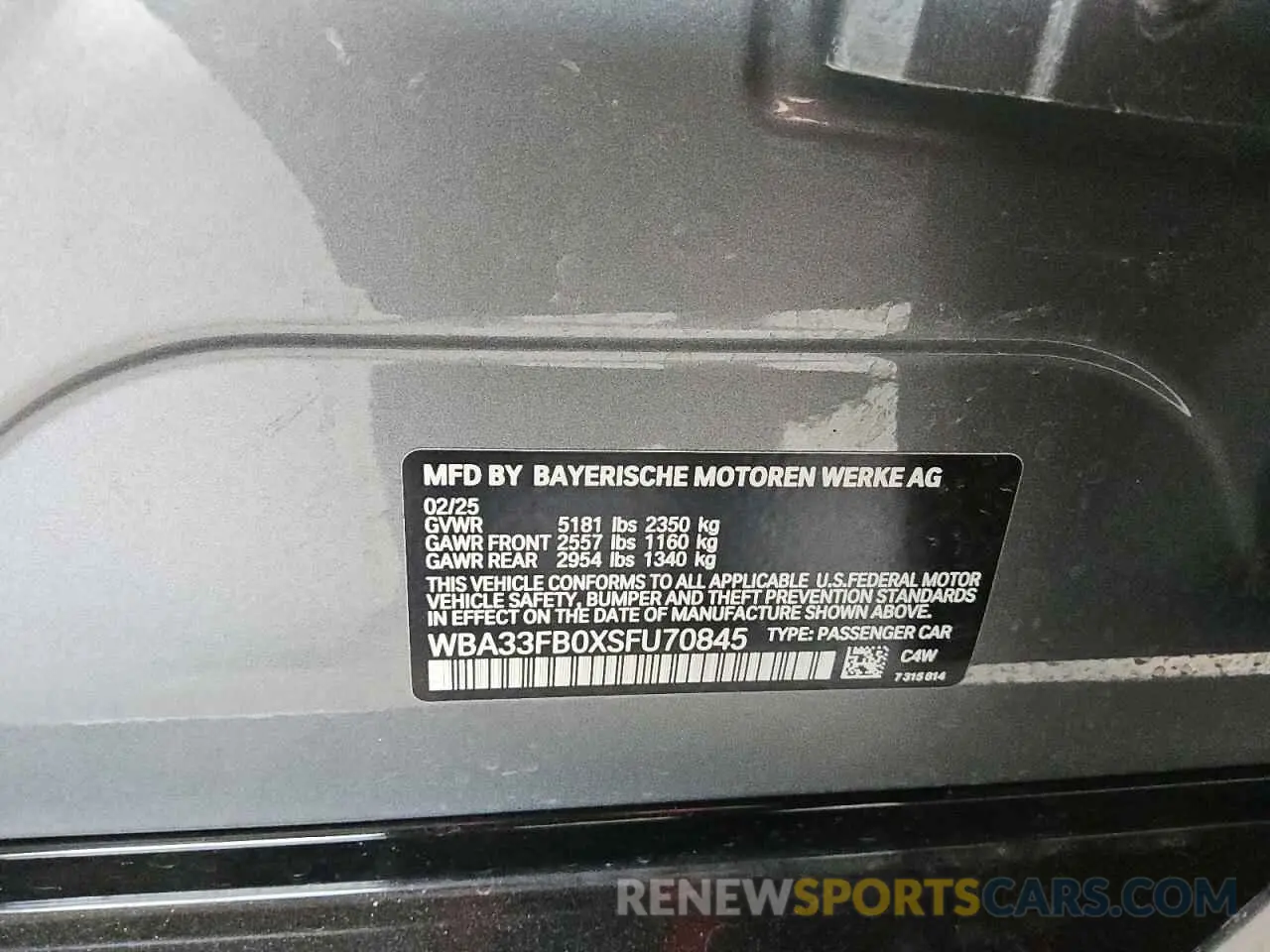 13 Photograph of a damaged car WBA33FB0XSFU70845 BMW 4 SERIES 2025
