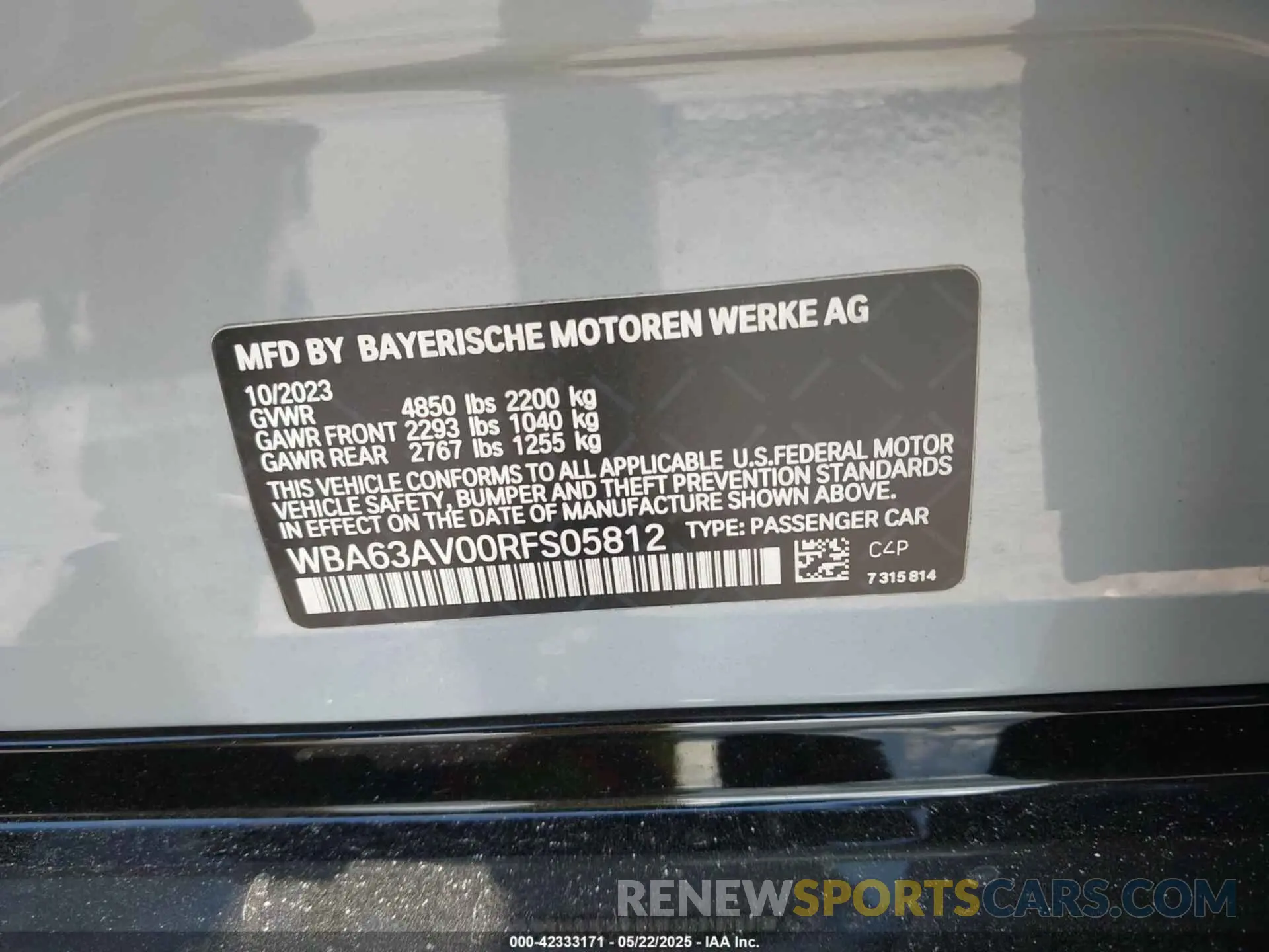 9 Photograph of a damaged car WBA63AV00RFS05812 BMW 4 SERIES GRAN COUPE 2024