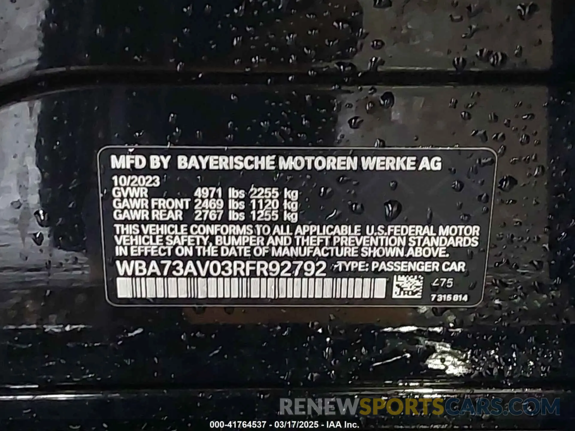 9 Photograph of a damaged car WBA73AV03RFR92792 BMW 4 SERIES GRAN COUPE 2024