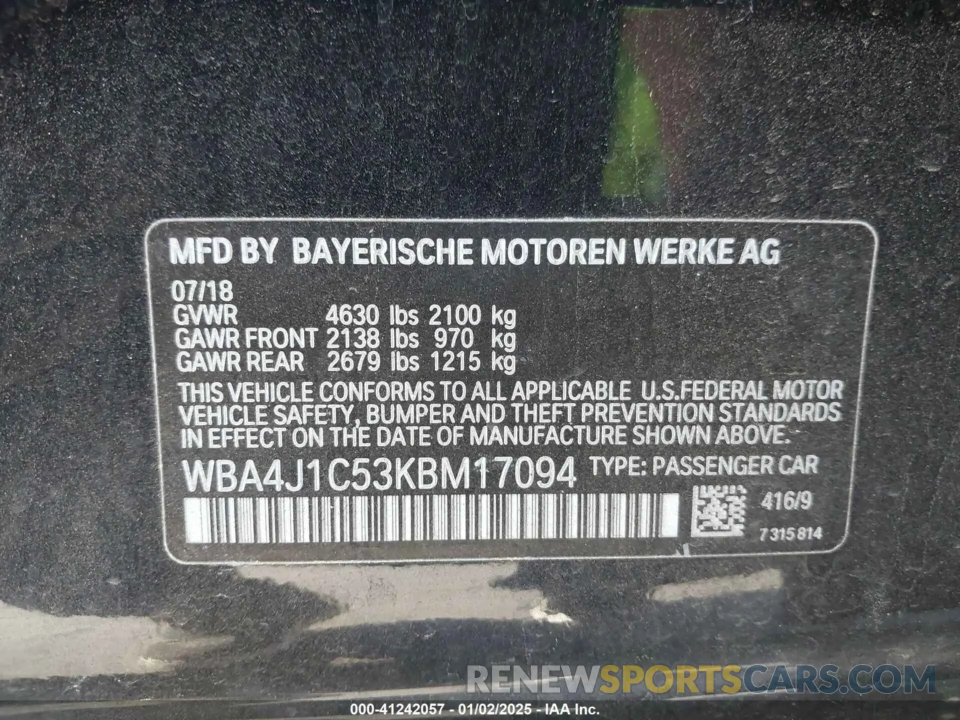 9 Photograph of a damaged car WBA4J1C53KBM17094 BMW 430I 2019