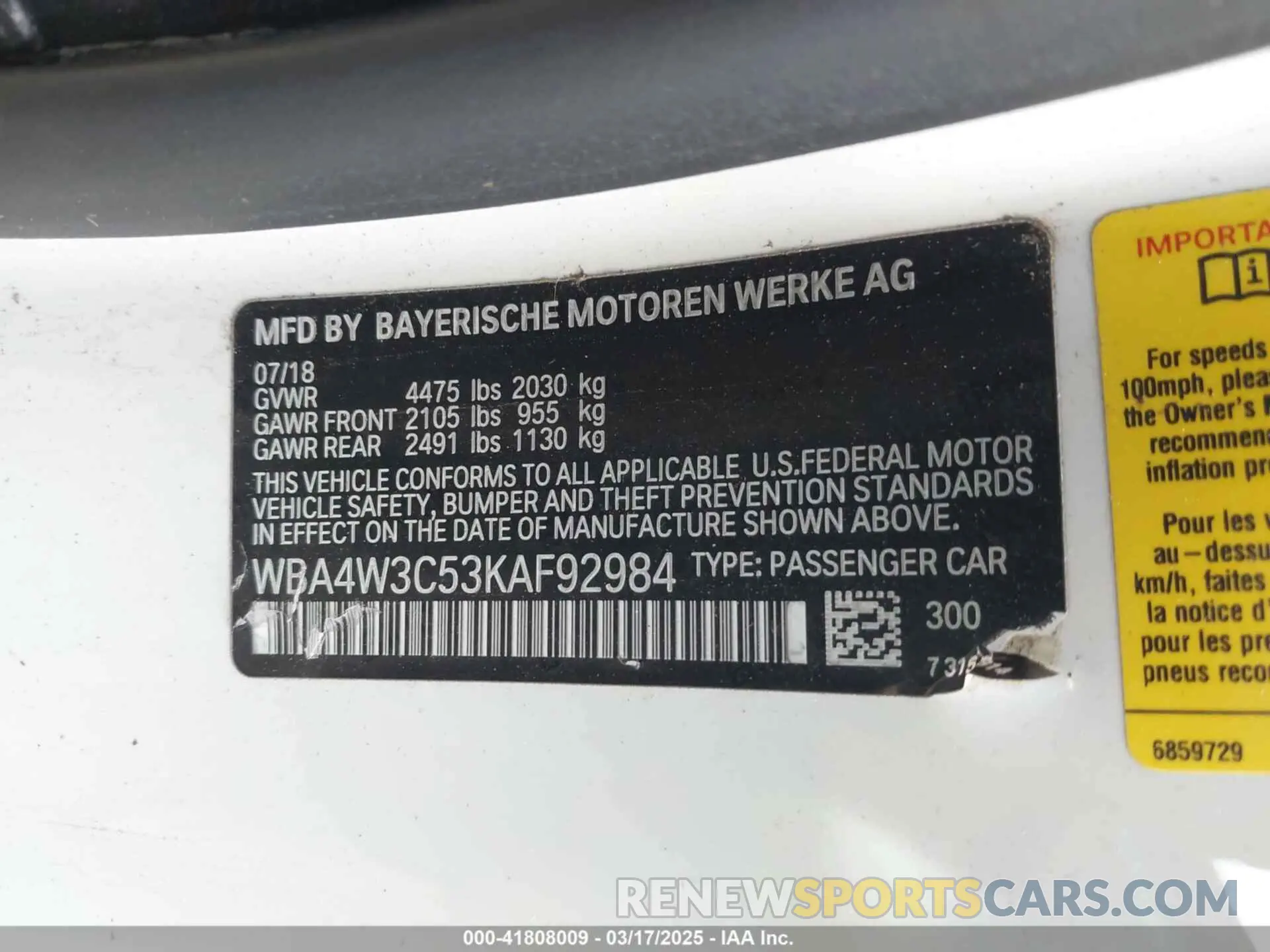 9 Photograph of a damaged car WBA4W3C53KAF92984 BMW 430I 2019