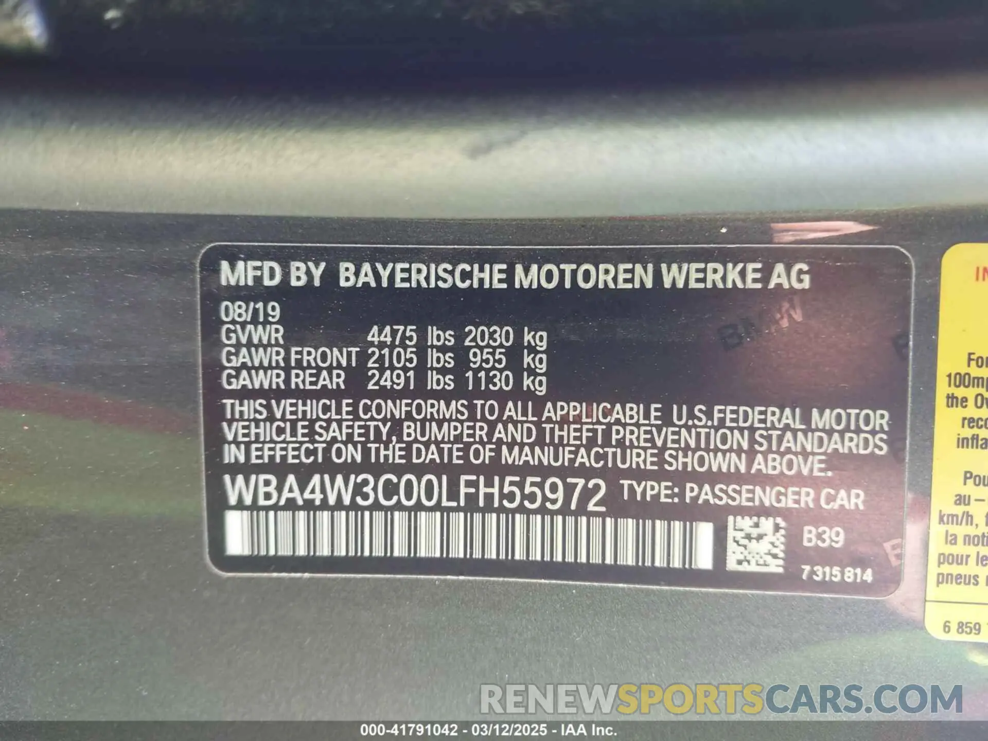 9 Photograph of a damaged car WBA4W3C00LFH55972 BMW 430I 2020