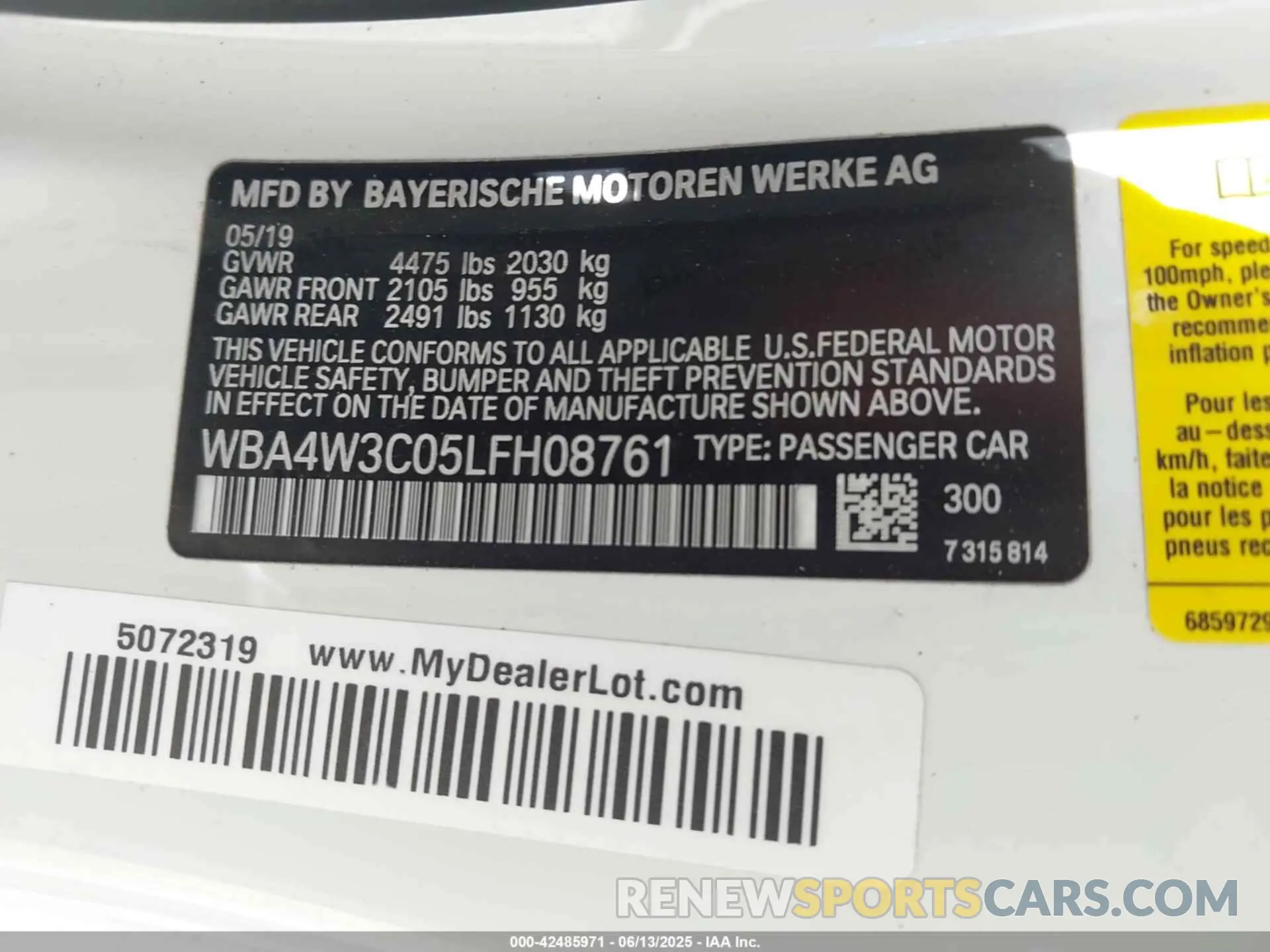 9 Photograph of a damaged car WBA4W3C05LFH08761 BMW 430I 2020