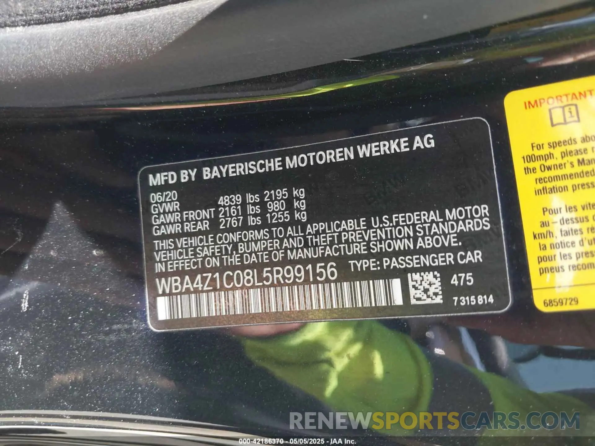 9 Photograph of a damaged car WBA4Z1C08L5R99156 BMW 430I 2020