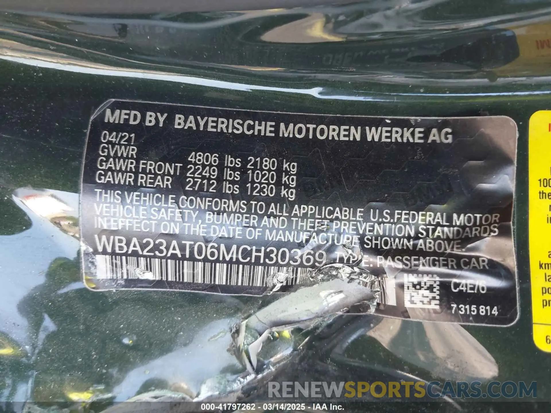 9 Photograph of a damaged car WBA23AT06MCH30369 BMW 430I 2021