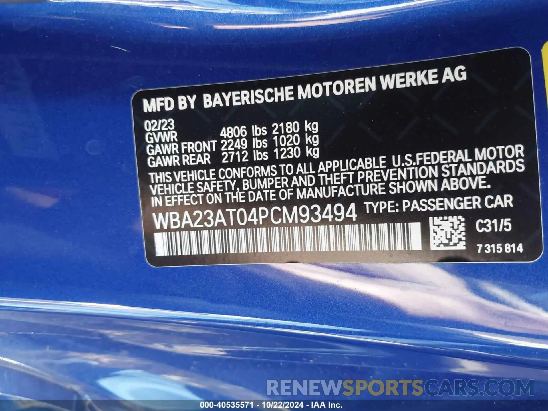 9 Photograph of a damaged car WBA23AT04PCM93494 BMW 430I 2023