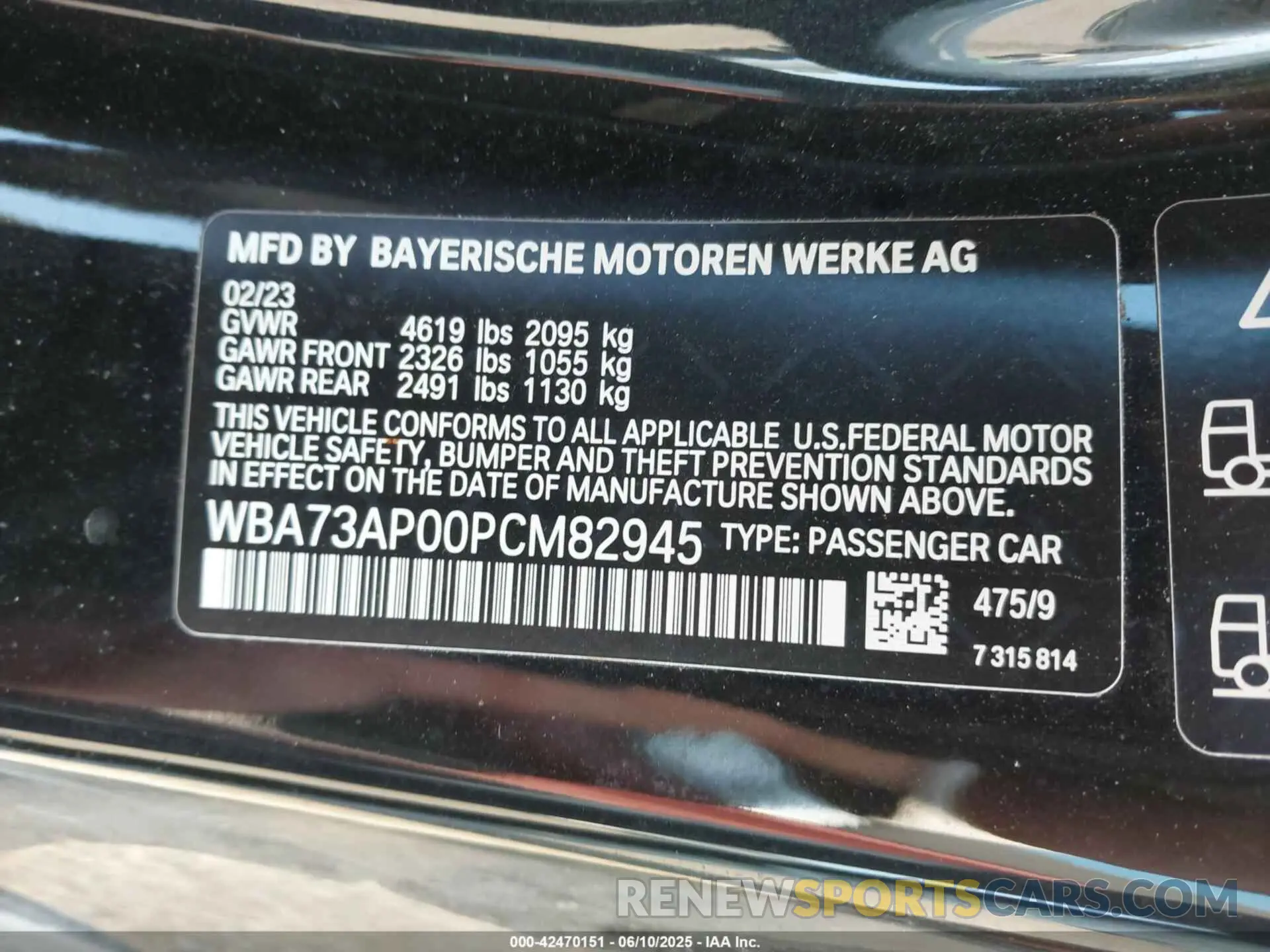 9 Photograph of a damaged car WBA73AP00PCM82945 BMW 430I 2023