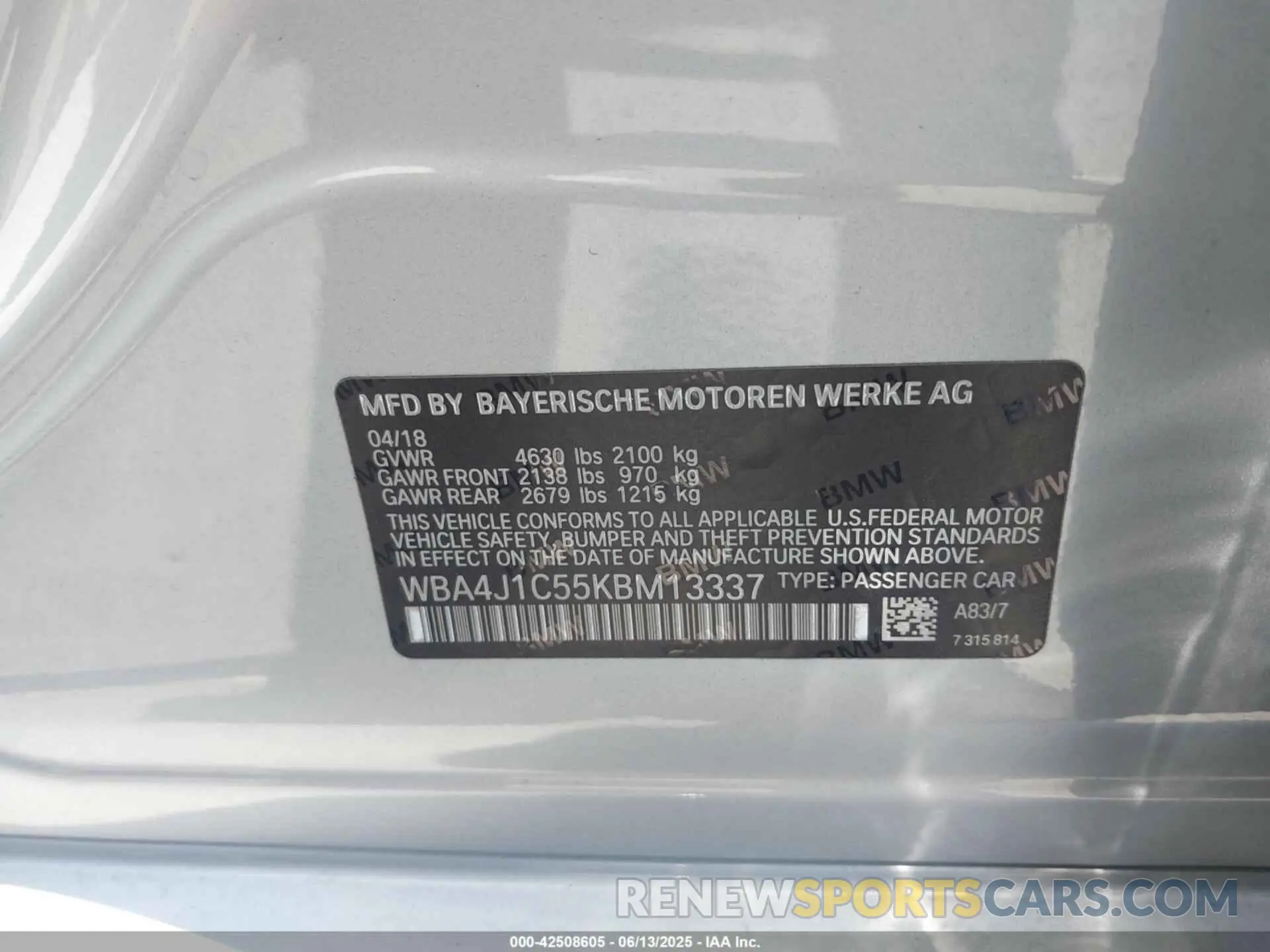 9 Photograph of a damaged car WBA4J1C55KBM13337 BMW 430I GRAN COUPE 2019