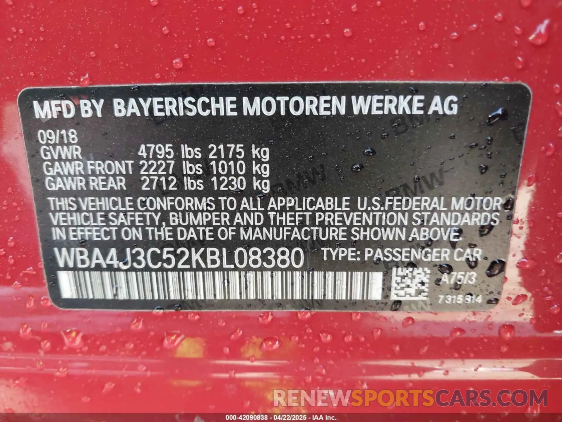 9 Photograph of a damaged car WBA4J3C52KBL08380 BMW 430I GRAN COUPE 2019