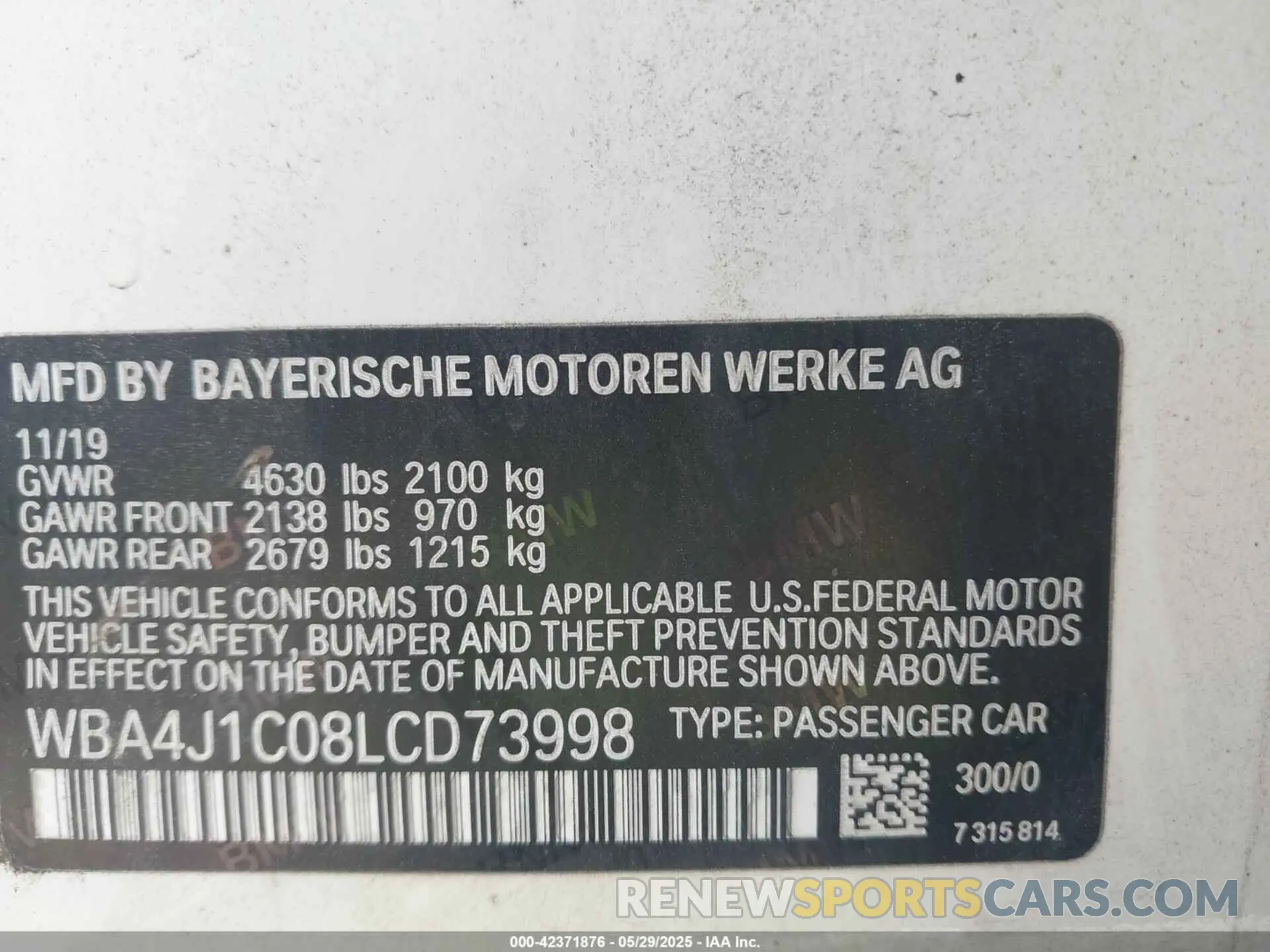 9 Photograph of a damaged car WBA4J1C08LCD73998 BMW 430I GRAN COUPE 2020