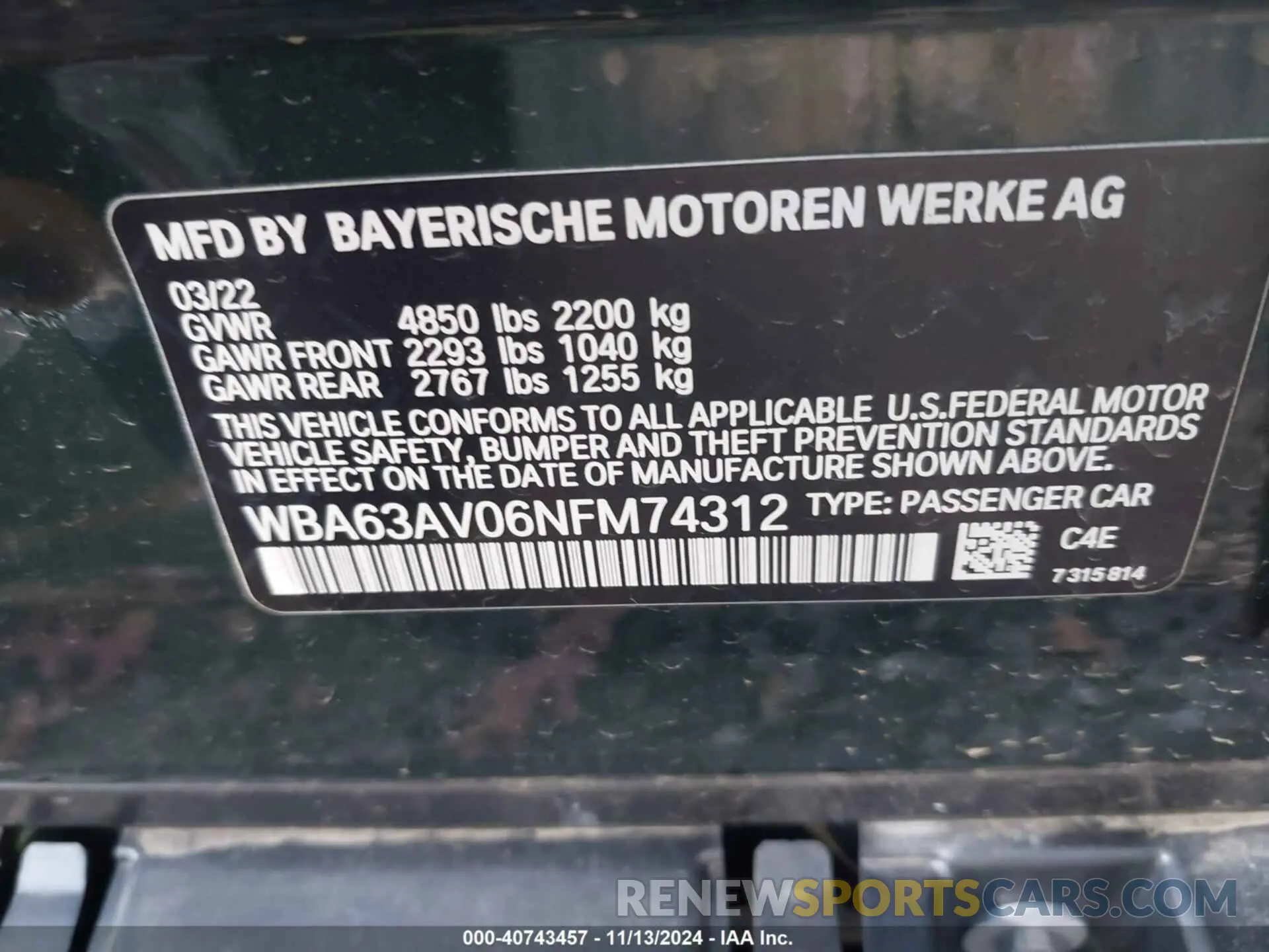 9 Photograph of a damaged car WBA63AV06NFM74312 BMW 430I GRAN COUPE 2022