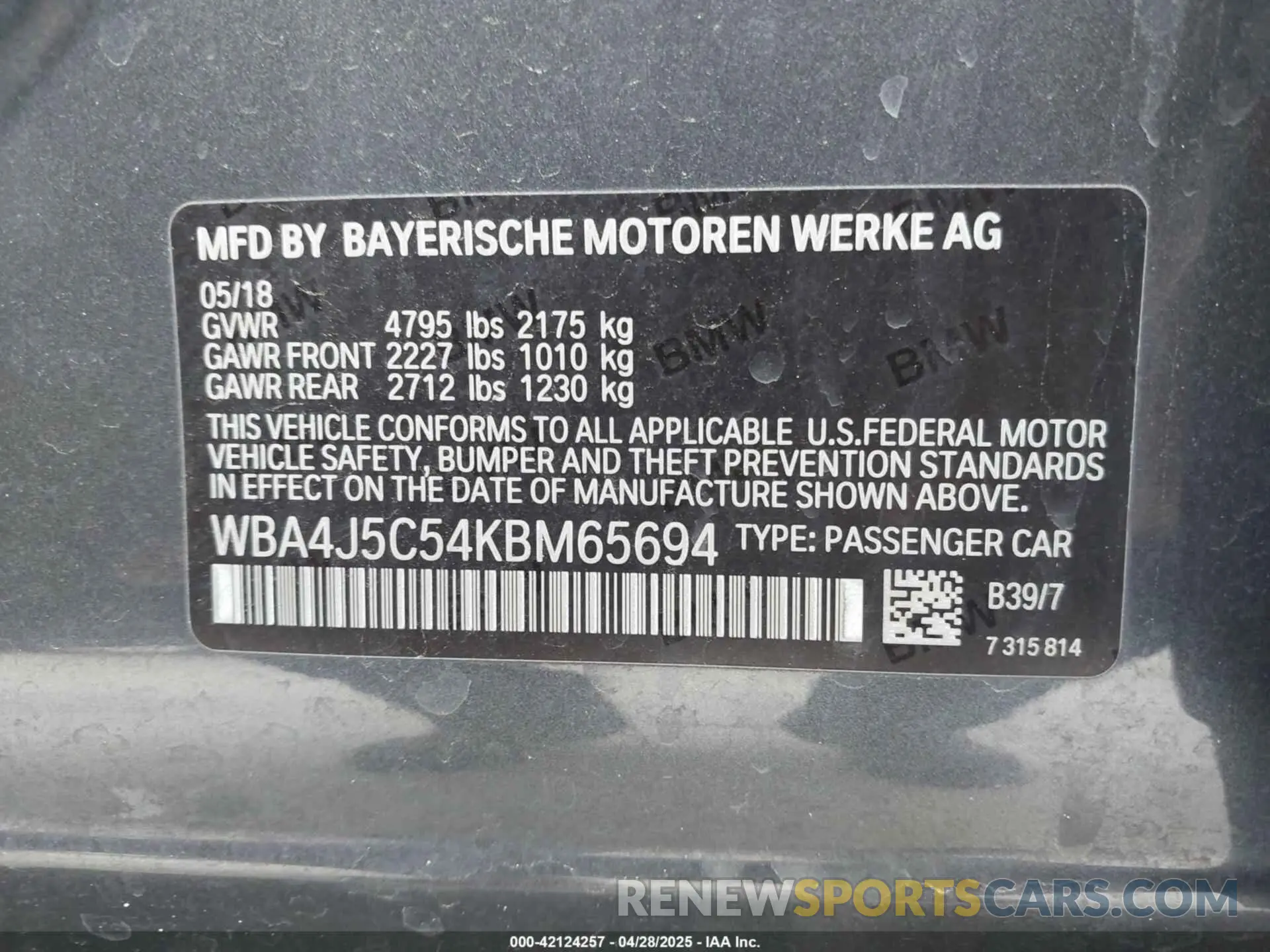 9 Photograph of a damaged car WBA4J5C54KBM65694 BMW 440I GRAN COUPE 2019