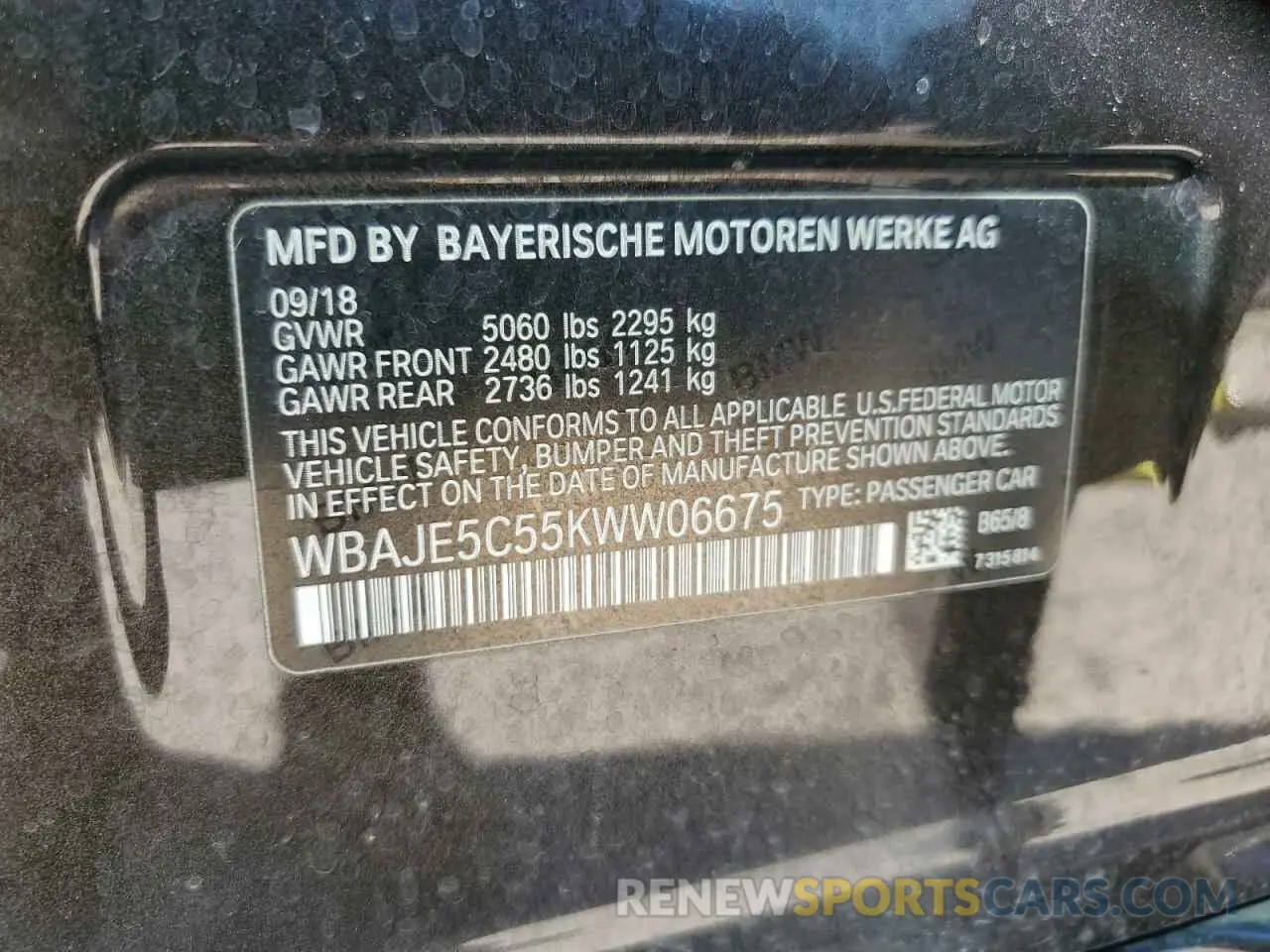 12 Photograph of a damaged car WBAJE5C55KWW06675 BMW 5 SERIES 2019