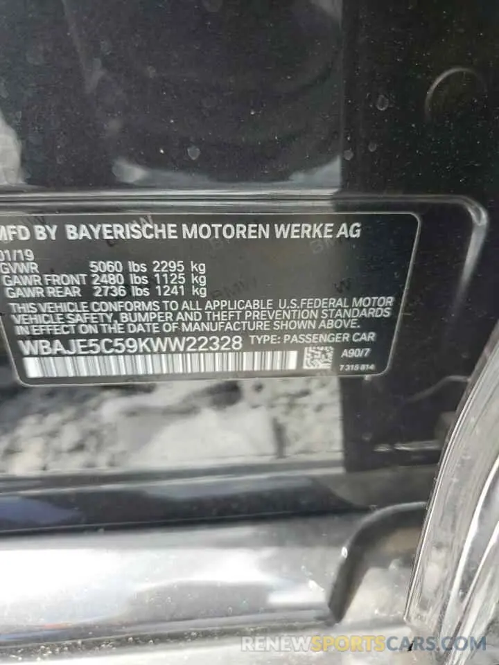 12 Photograph of a damaged car WBAJE5C59KWW22328 BMW 5 SERIES 2019