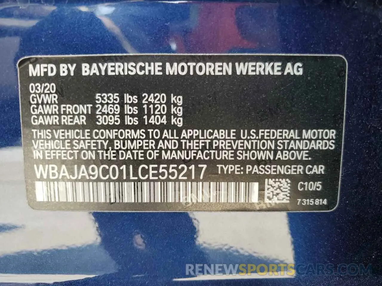 13 Photograph of a damaged car WBAJA9C01LCE55217 BMW 5 SERIES 2020