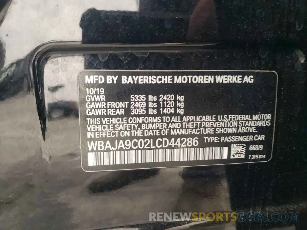 14 Photograph of a damaged car WBAJA9C02LCD44286 BMW 5 SERIES 2020