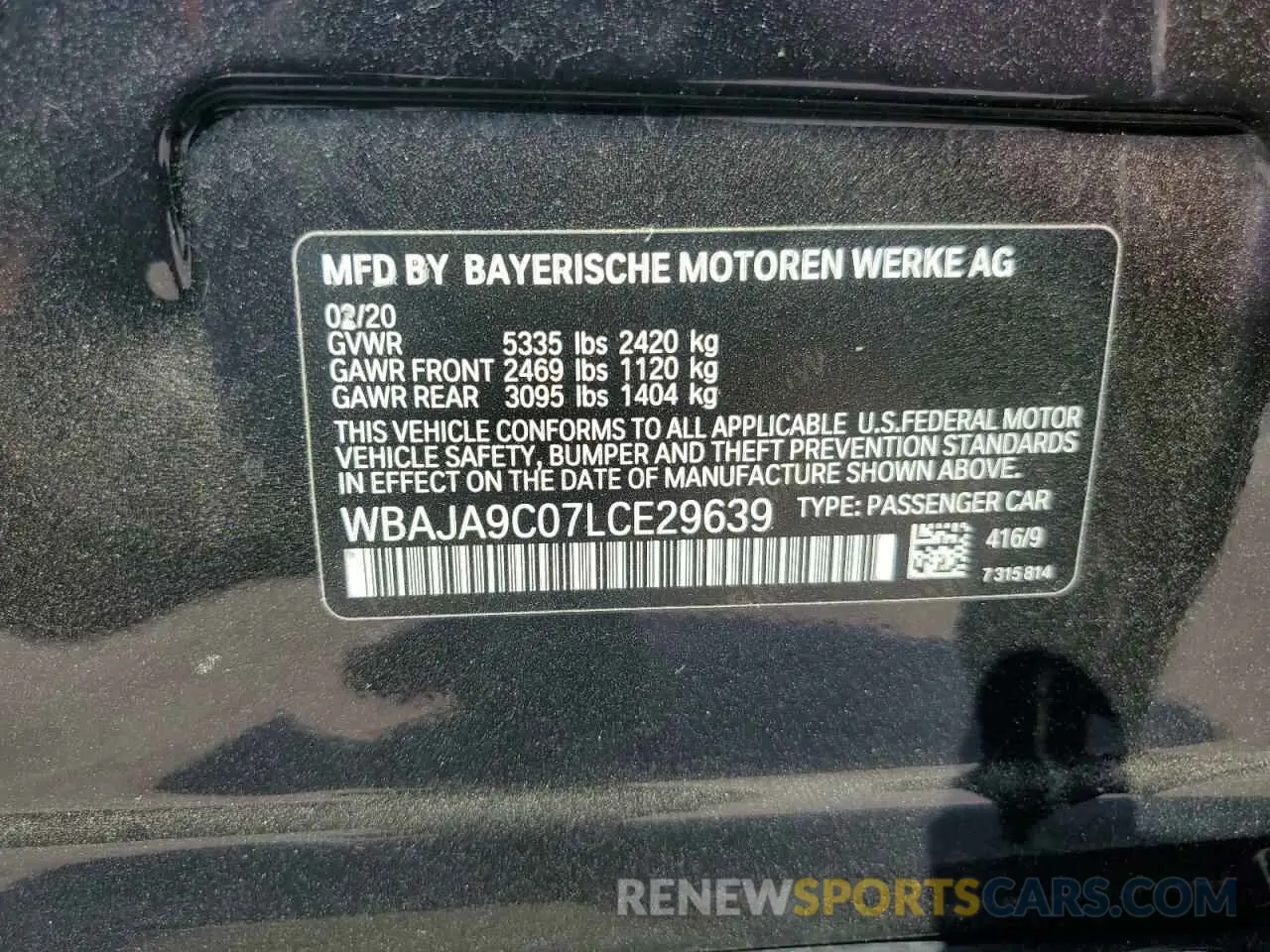 12 Photograph of a damaged car WBAJA9C07LCE29639 BMW 5 SERIES 2020