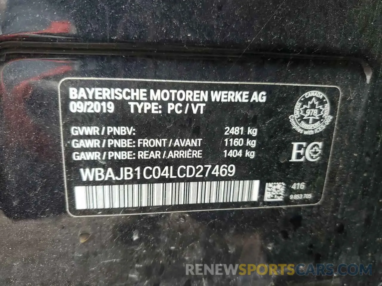 13 Photograph of a damaged car WBAJB1C04LCD27469 BMW 5 SERIES 2020