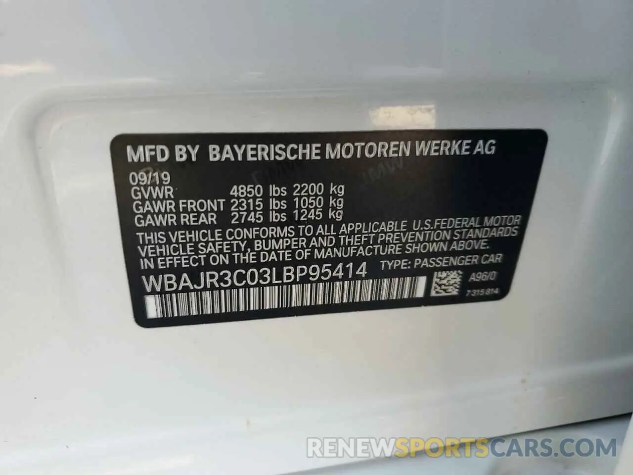 12 Photograph of a damaged car WBAJR3C03LBP95414 BMW 5 SERIES 2020